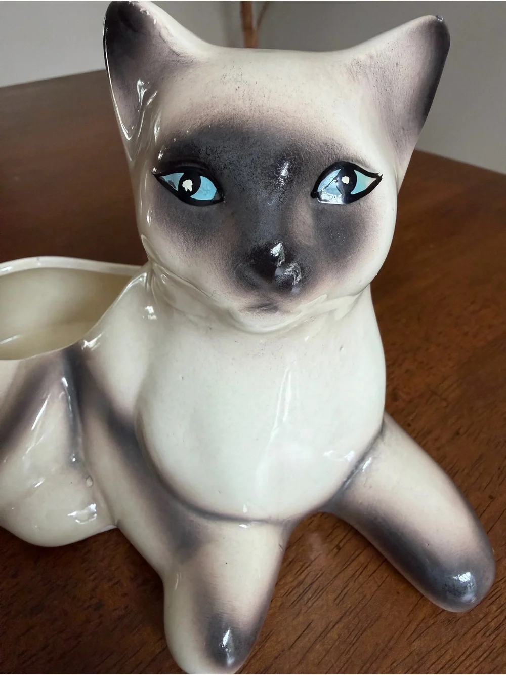 Vintage Siamese Cat Ceramic Planter
